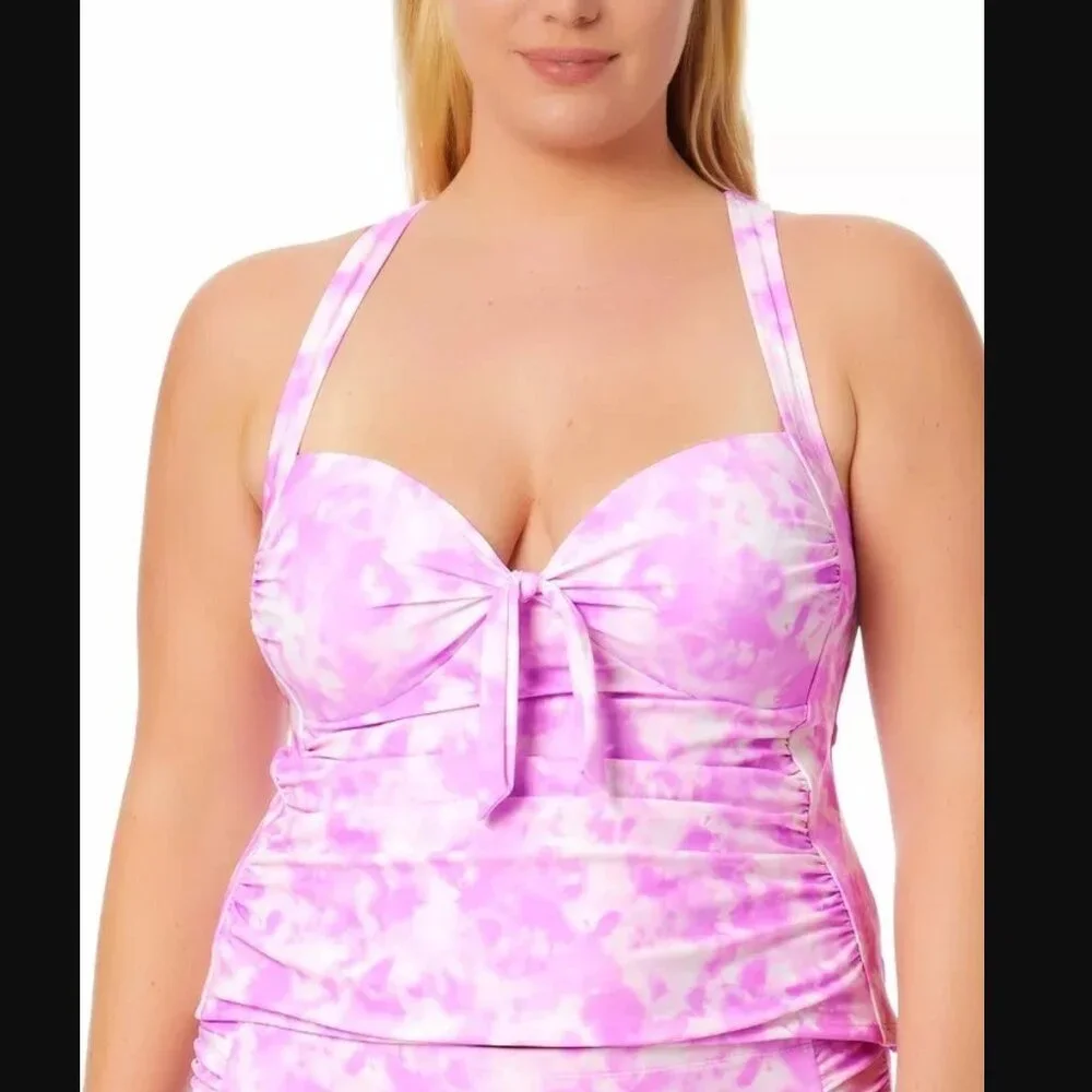 California Waves SUNKISSED SUNRISE LAVENDER Tie-Dye Tankini Top 3 22/24 - Picture 1 of 5